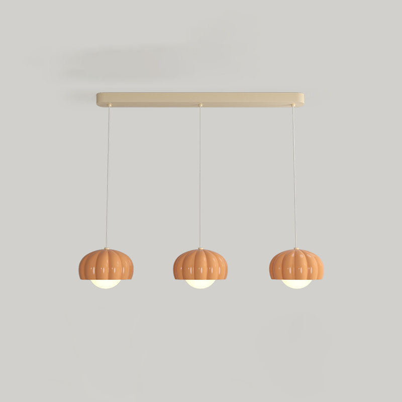 Moderne minimalistische Creme-Pod-Aluminiumharz-PE 1/3-Licht-Insel-Licht-Kronleuchter für Esszimmer 