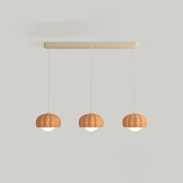 Moderne minimalistische Creme-Pod-Aluminiumharz-PE 1/3-Licht-Insel-Licht-Kronleuchter für Esszimmer 