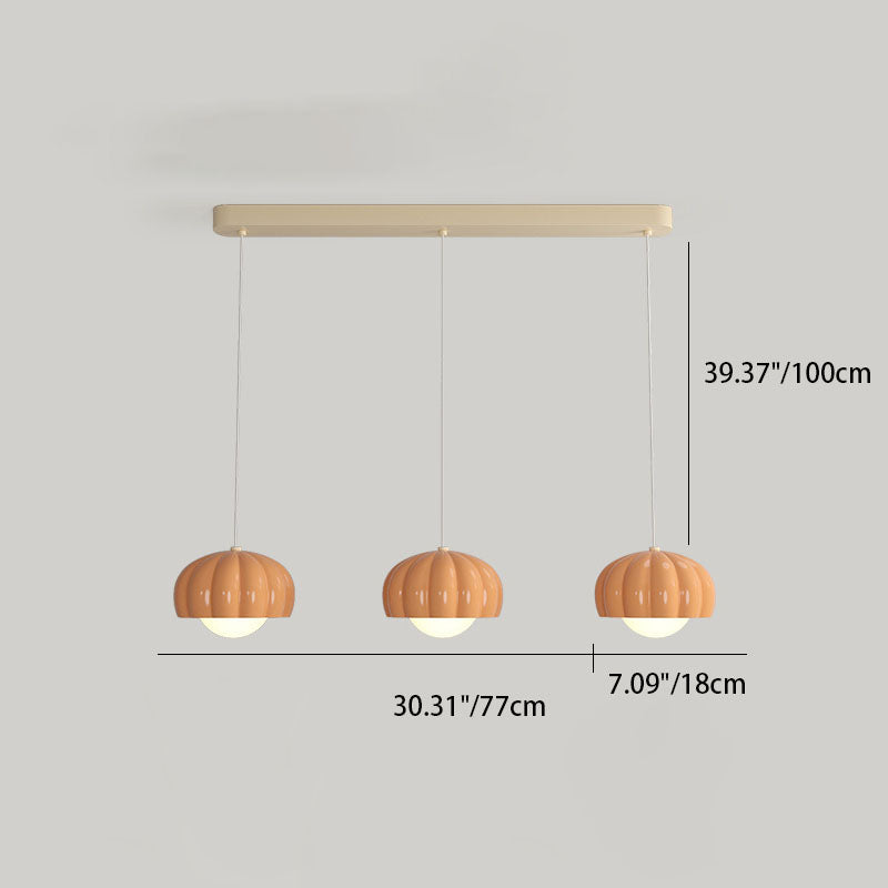 Moderne minimalistische Creme-Pod-Aluminiumharz-PE 1/3-Licht-Insel-Licht-Kronleuchter für Esszimmer 