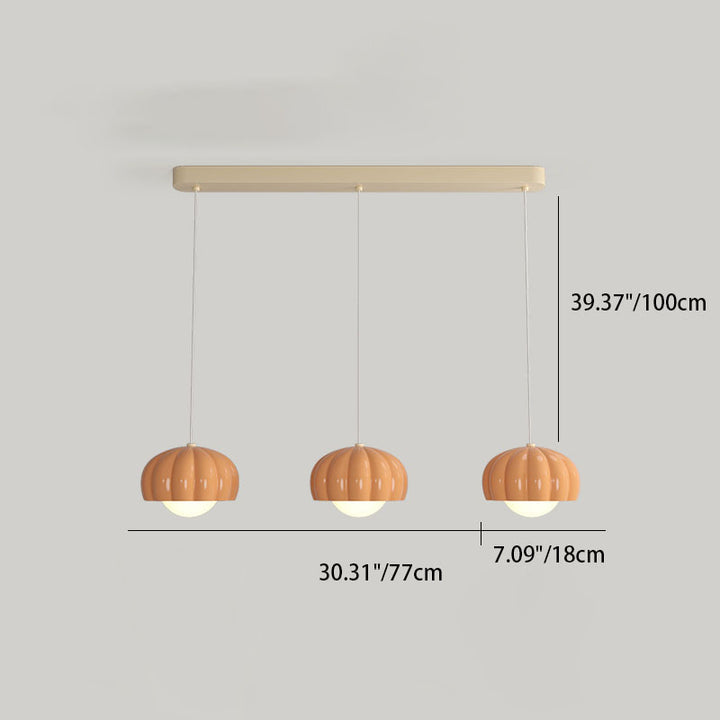 Moderne minimalistische Creme-Pod-Aluminiumharz-PE 1/3-Licht-Insel-Licht-Kronleuchter für Esszimmer 