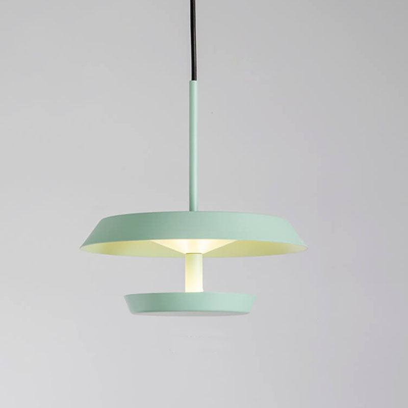 Moderne minimalistische runde fliegende Untertasse aus Aluminium und Acryl LED-Pendelleuchte für das Wohnzimmer 