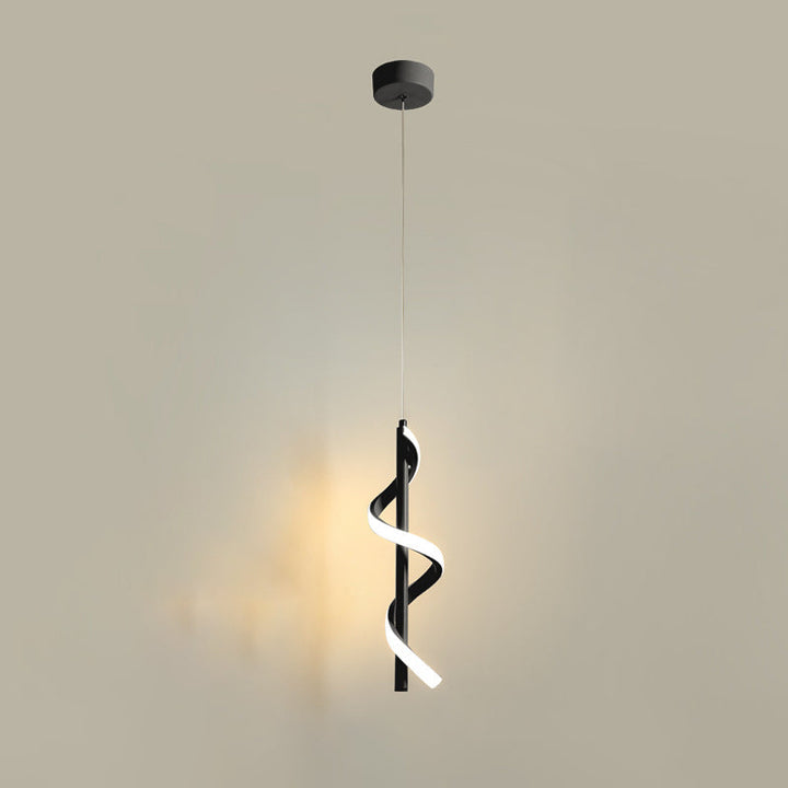 Lustre à LED en spirale en aluminium minimaliste moderne avec bande en silicone pour salon 