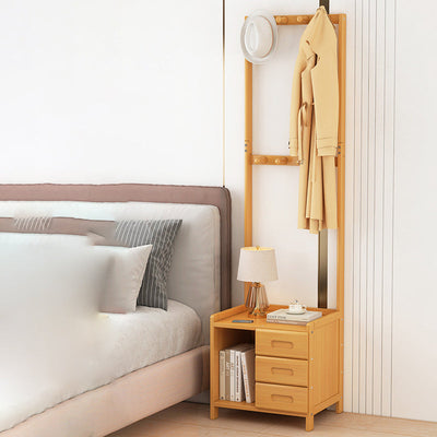 Portemanteau rectangulaire minimaliste moderne en bambou avec panneau de densité, table de nuit avec 1/3 tiroir pour chambre 