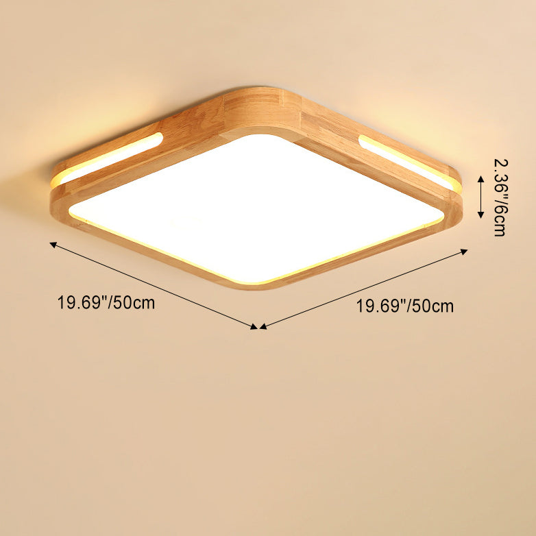 Moderne unbedeutende quadratische hölzerne Acryl-LED-Unterputz-Deckenleuchte für Schlafzimmer 