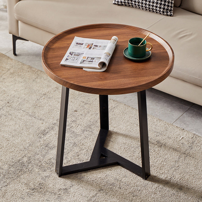 Contemporary Nordic Round Iron MDF Coffee Table 2-Tier For Living Room