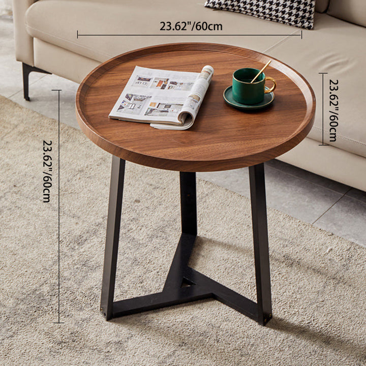 Contemporary Nordic Round Iron MDF Coffee Table 2-Tier For Living Room