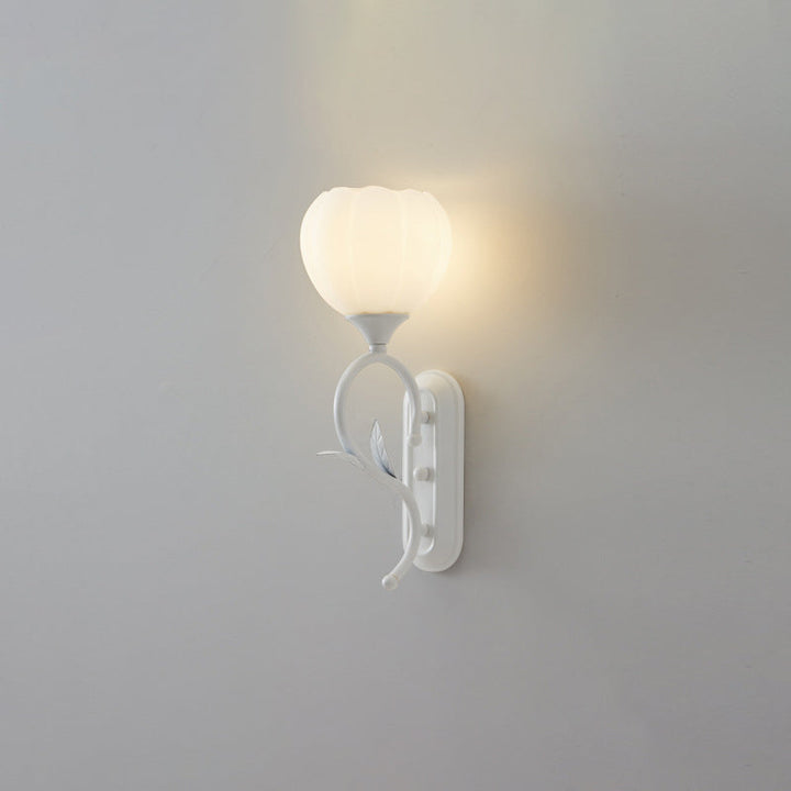 Applique Murale Moderne Minimaliste Crème Fleur Fer Verre 1/2 Lumière Pour Chambre 