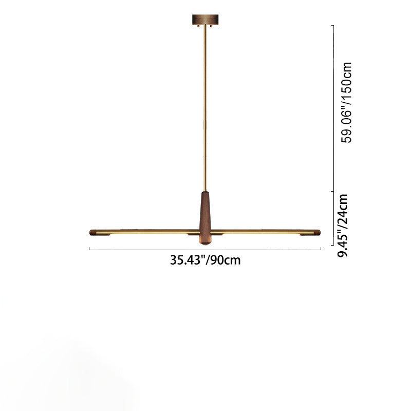 Lámpara de araña de isla de cocina LED contemporánea de cobre latón madera tira escandinava para comedor 