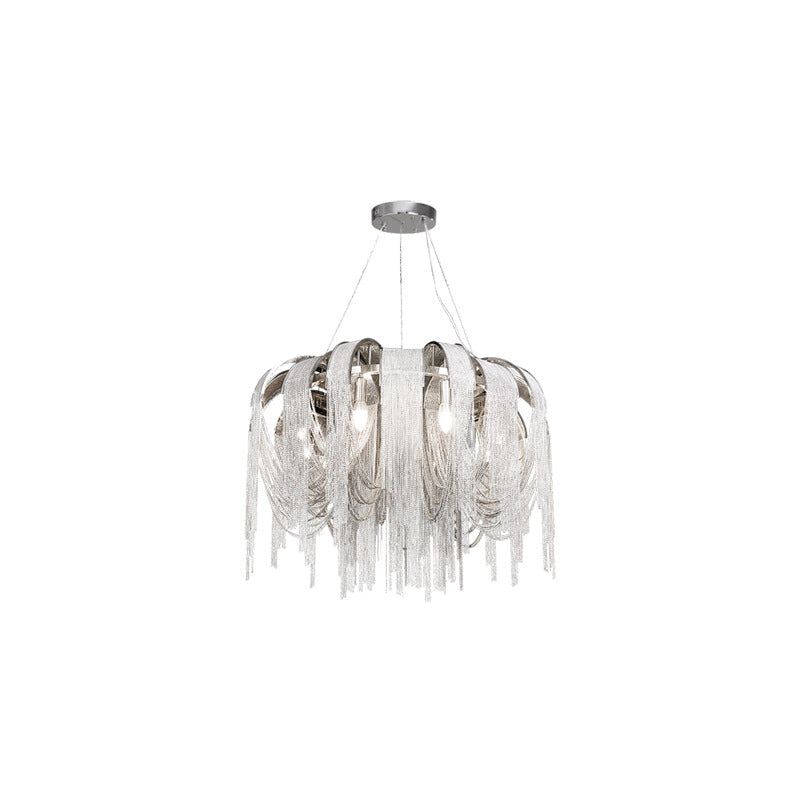 Modern Luxury Iron Aluminum Chain Tassel 6/8/10/12/15 Light Chandeliers For Hallway