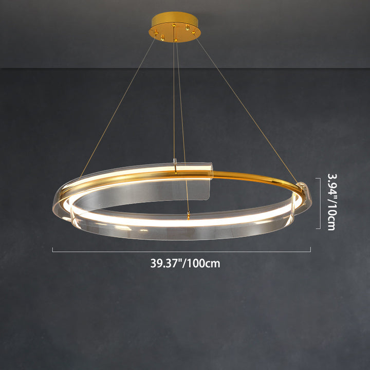 Zeitgenössischer nordischer Kreis-Rundrohr-Aluminium-Acryl-LED-Kronleuchter für Wohnzimmer 