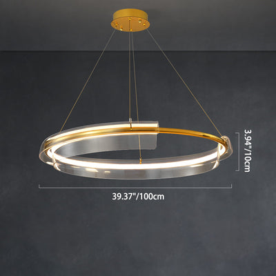 Zeitgenössischer nordischer Kreis-Rundrohr-Aluminium-Acryl-LED-Kronleuchter für Wohnzimmer 