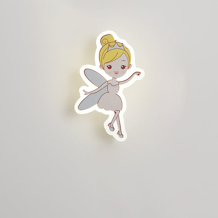 Applique murale LED en fer pour enfants avec astronaute de conte de fées en acrylique créatif contemporain pour chambre à coucher 