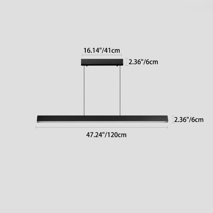 Modern Minimalist Long Rectangular Aluminum LED Island Pendant Light For Dining Room