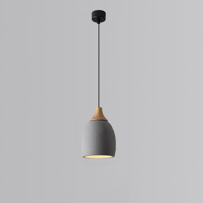 Traditionelle japanische Zement-Massivholz-Kreis 1-Licht Pendelleuchte für Esszimmer 