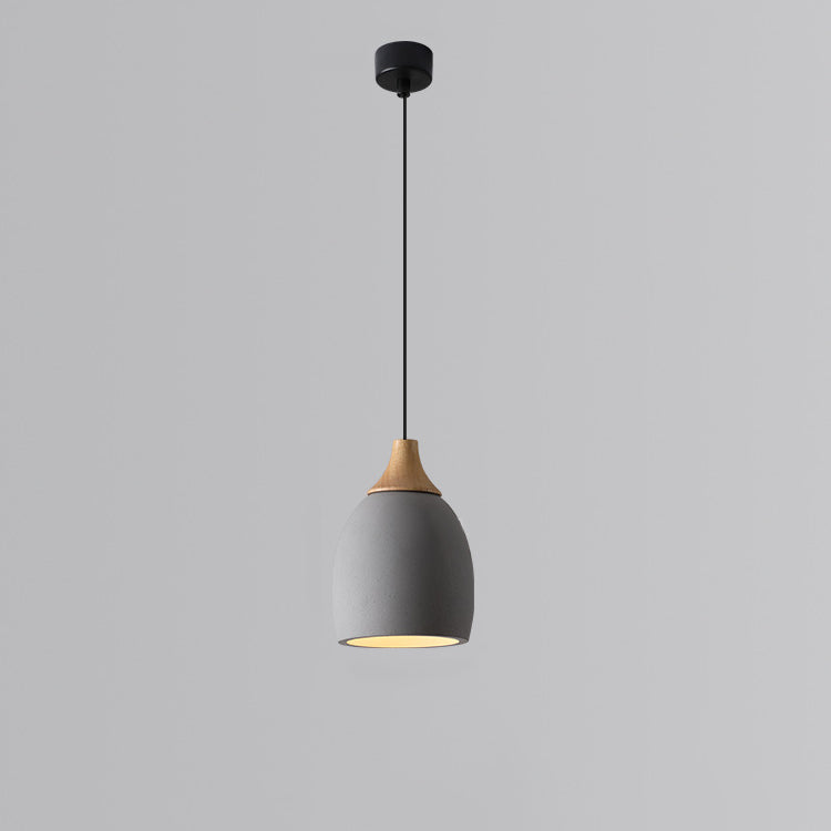 Traditionelle japanische Zement-Massivholz-Kreis 1-Licht Pendelleuchte für Esszimmer 