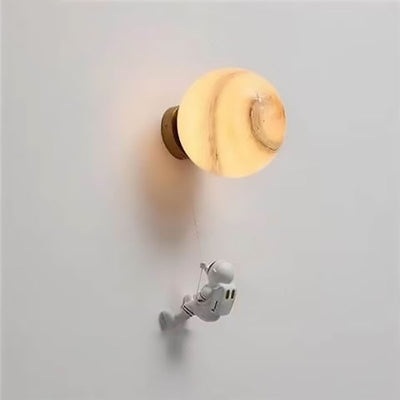 Contemporary Creative 3D Printed Moon Shade Resin Astronaut 1-Light Wall Sconce Lamp For Bedroom