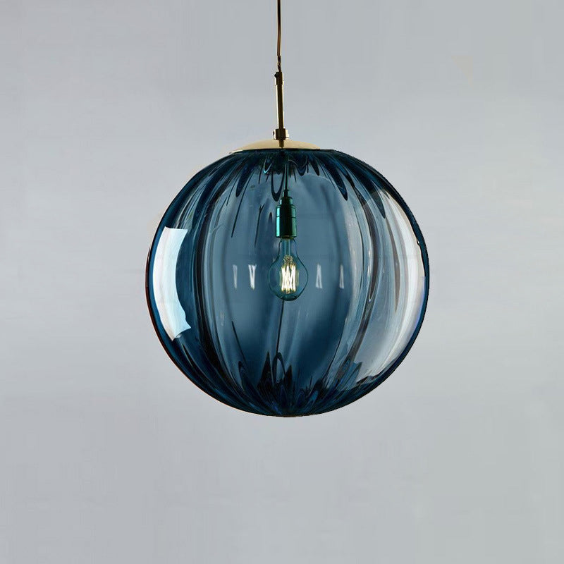 Zeitgenössische nordische Wasserwellen-Pendelleuchte aus kugelförmigem Glasschirm mit 1 Licht für das Wohnzimmer 
