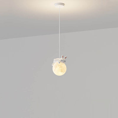 Modern Simple Resin Bear Rabbit Decorative Iron 1-Light Pendant Light