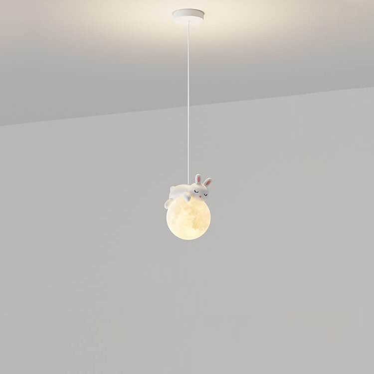 Modern Simple Resin Bear Rabbit Decorative Iron 1-Light Pendant Light