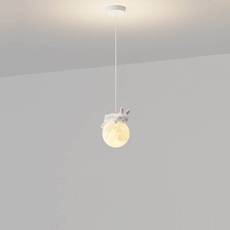 Moderne einfache Harz Bär Kaninchen dekorative Eisen 1-Licht Pendelleuchte 