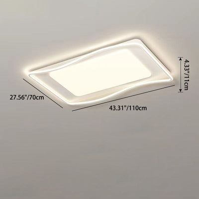 Plafonnier LED en fer carré rond créatif contemporain en PVC pour salon 