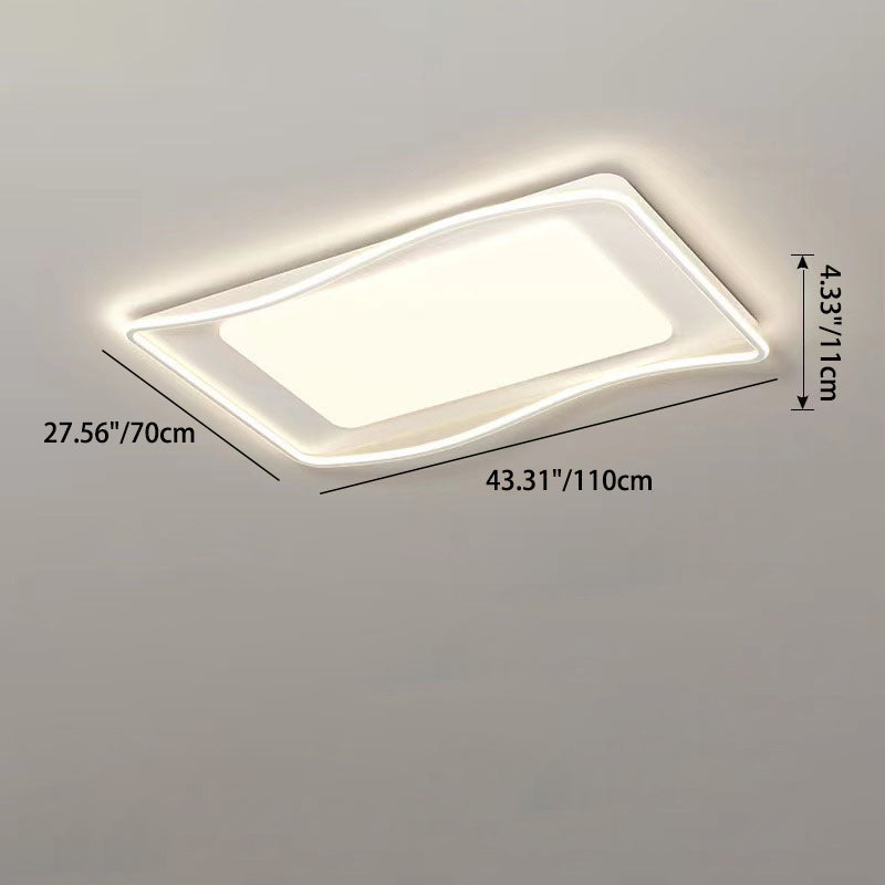 Plafonnier LED en fer carré rond créatif contemporain en PVC pour salon 