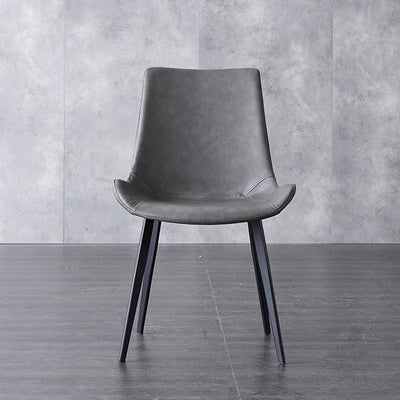 Chaise de salle à manger contemporaine en cuir scandinave en acier au carbone avec dossier carré incurvé en éponge pour salle à manger 