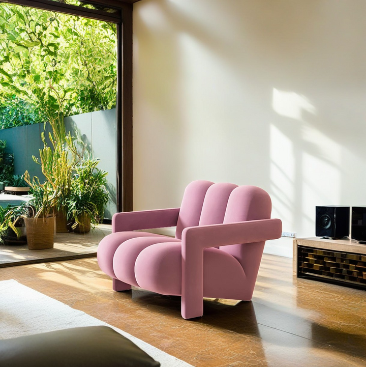 Sillón individual contemporáneo escandinavo de terciopelo y tejido sherpa con madera y espuma, con respaldo y reposabrazos, para sala de estar 