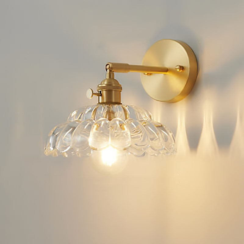 Modern French Minimalist Glass Flower Shape 1-Light Wall Sconce Lamp