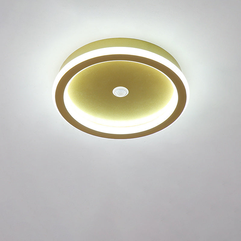 Plafonnier LED en fer aluminium PVC à montage affleurant rhombique rond minimaliste moderne pour salon 