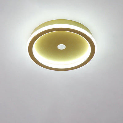 Modern Minimalist Inductively Round Rhombus Iron Aluminum PVC LED Flush Mount Ceiling Light For Living Room