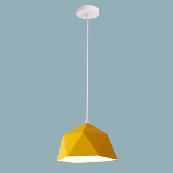 Lámpara colgante geométrica de hierro en forma de rombo con 1 luz de macarrón moderno 