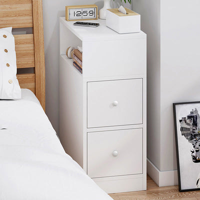 Table de chevet contemporain scandinave carré avec panneau artificiel, 2 tiroirs pour chambre 