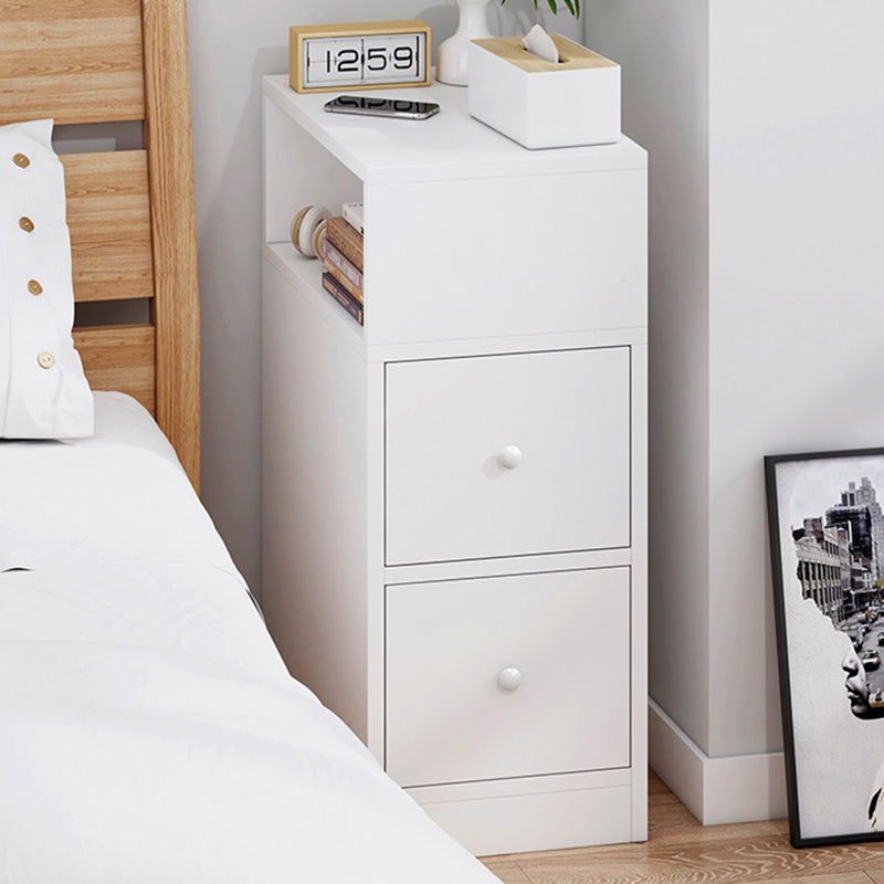 Table de chevet contemporain scandinave carré avec panneau artificiel, 2 tiroirs pour chambre 