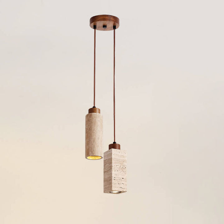 Lustre Îlot en Bois Massif Wabi-sabi Japonais Pierre 1/2/3-Lumière 