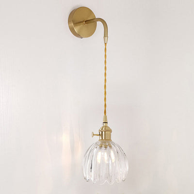 Moderne minimalistische Blumen Kupfer Glas 1-Licht Wandleuchte Lampe für Wohnzimmer 