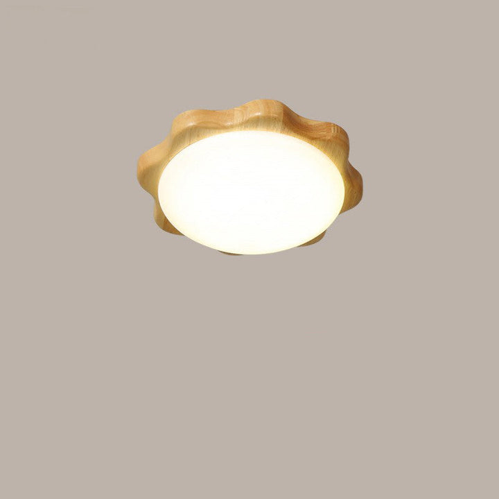 Contemporary Nordic Rubberwood Acrylic Plum Shape LED Flush Mount Ceiling Light For Living Room