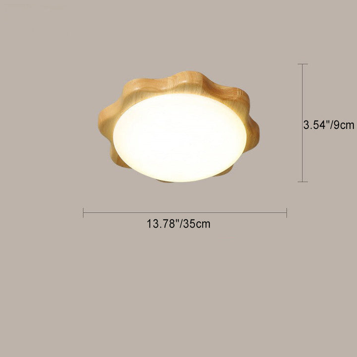 Contemporary Nordic Rubberwood Acrylic Plum Shape LED Flush Mount Ceiling Light For Living Room