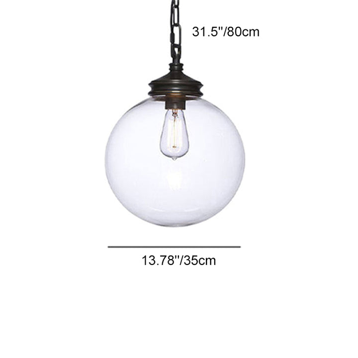 Contemporary Industria Clear Glass Iron Orb 1-Light Pendant Light For Living Room