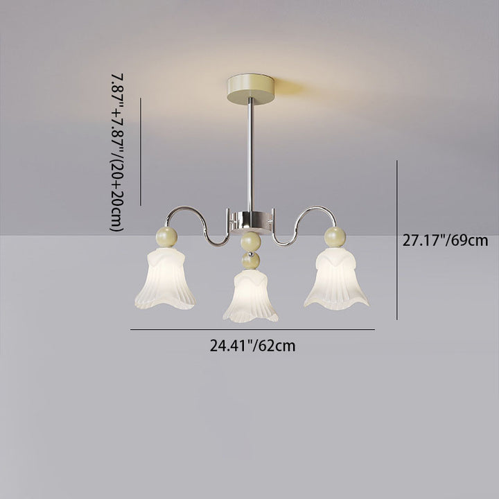 Moderne nordische Eisen-Glas-Blumenförmige Kugel 3/8-Licht-Kronleuchter für Wohnzimmer 