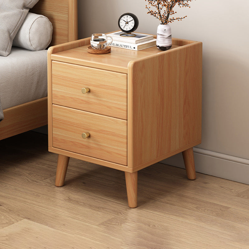 Table de nuit rectangulaire en bois de densité traditionnelle chinoise à 2 tiroirs pour chambre 