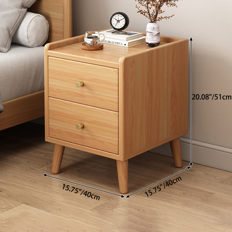 Table de nuit rectangulaire en bois de densité traditionnelle chinoise à 2 tiroirs pour chambre 
