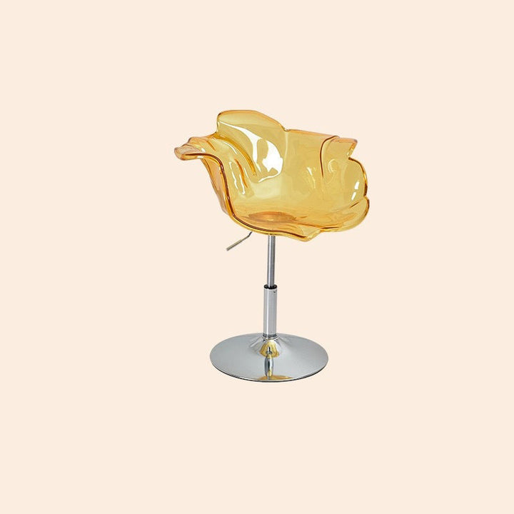 Chaise de salle à manger contemporaine créative en forme de pétale en PC, relevable, avec dossier et accoudoirs, pour salle à manger 