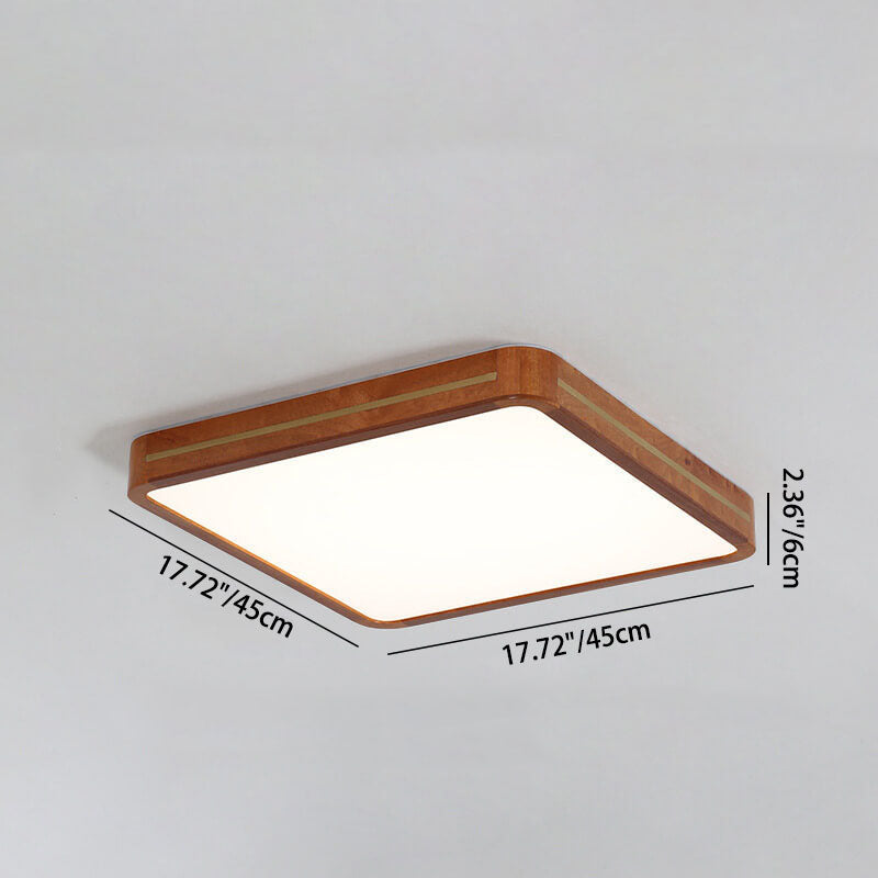 Moderne schlanke LED-Deckenleuchte in Walnussfarbe aus Holz 