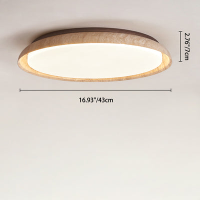 Luz de techo empotrada LED de acrílico de madera maciza travertino estilo disco redondo japonés tradicional para dormitorio 