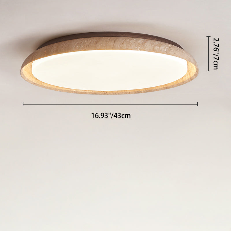 Luz de techo empotrada LED de acrílico de madera maciza travertino estilo disco redondo japonés tradicional para dormitorio 
