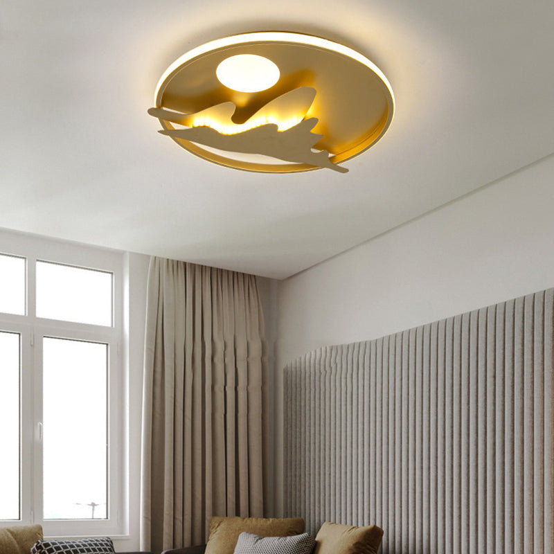 Moderne Luxus Eisen Acryl Runde Krone Herz Stern Berg LED Unterputz Deckenleuchte für Schlafzimmer 