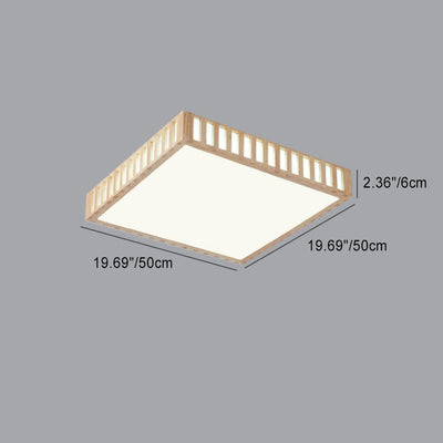 Moderne unbedeutende quadratische hölzerne Acryl-LED-Unterputz-Deckenleuchte für Schlafzimmer 