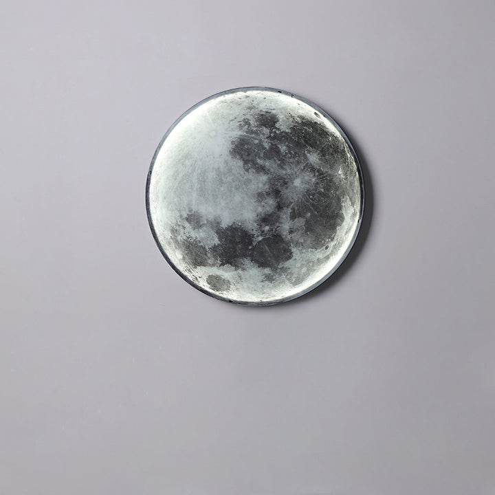 Contemporary Creative Round Moon Iron Acrylic LED Wall Sconce Lamp For Living Room
