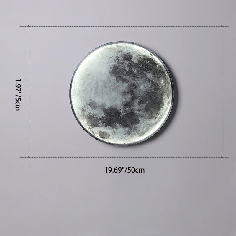 Contemporary Creative Round Moon Iron Acrylic LED Wall Sconce Lamp For Living Room